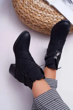 Online Buty damskie Vinceza Botki Damskie Na Słupku Zamszowe Czarne Brave