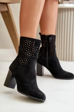 Boto Botki Na Słupku|Botki Na Obcasie*Botki Damskie Na Słupku Zapinane Na Zamek Czarne Meriadne