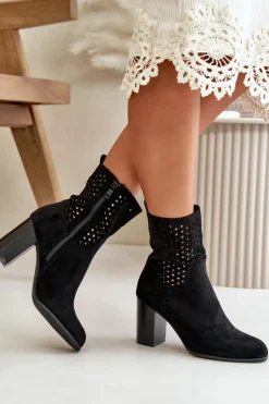 Boto Botki Na Słupku|Botki Na Obcasie*Botki Damskie Na Słupku Zapinane Na Zamek Czarne Meriadne