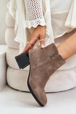 Boto Botki Na Słupku|Brązowe I Beżowe Botki*Botki Damskie Na Słupku Zapinane Na Zamek Ciemnobeżowe Tinamar