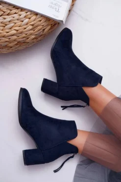 Damskie Buty damskie Vinceza Botki Damskie Na Słupku Zamszowe Granatowe Mimosa