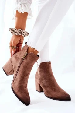 Damskie Buty damskie Vinceza Botki Damskie Na Słupku Zamszowe Beżowe Carrick