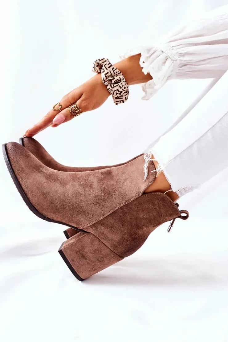 Damskie Buty damskie Vinceza Botki Damskie Na Słupku Zamszowe Beżowe Carrick