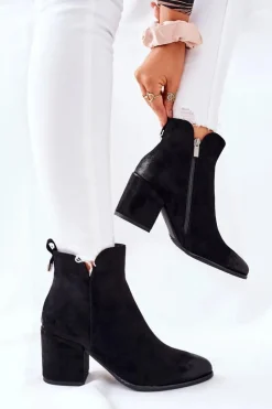 Buty damskie Vinceza Botki Na Słupku|Czarne Botki*Botki Damskie Na Słupku Zamszowe Czarne Carrick