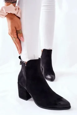 Buty damskie Vinceza Botki Na Słupku|Czarne Botki*Botki Damskie Na Słupku Zamszowe Czarne Carrick