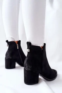 Buty damskie Vinceza Botki Na Słupku|Czarne Botki*Botki Damskie Na Słupku Zamszowe Czarne Carrick