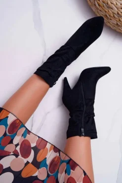 Discount Boto Botki Damskie Na Słupku Za Kostkę Ocieplane Czarne Temma