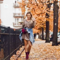 Damskie Boto Botki Damskie Na Słupku Zamsz Bordowe Endless