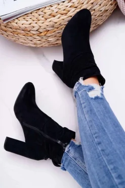 Online Boto Botki Damskie Na Słupku Zamszowe Czarne Greybond