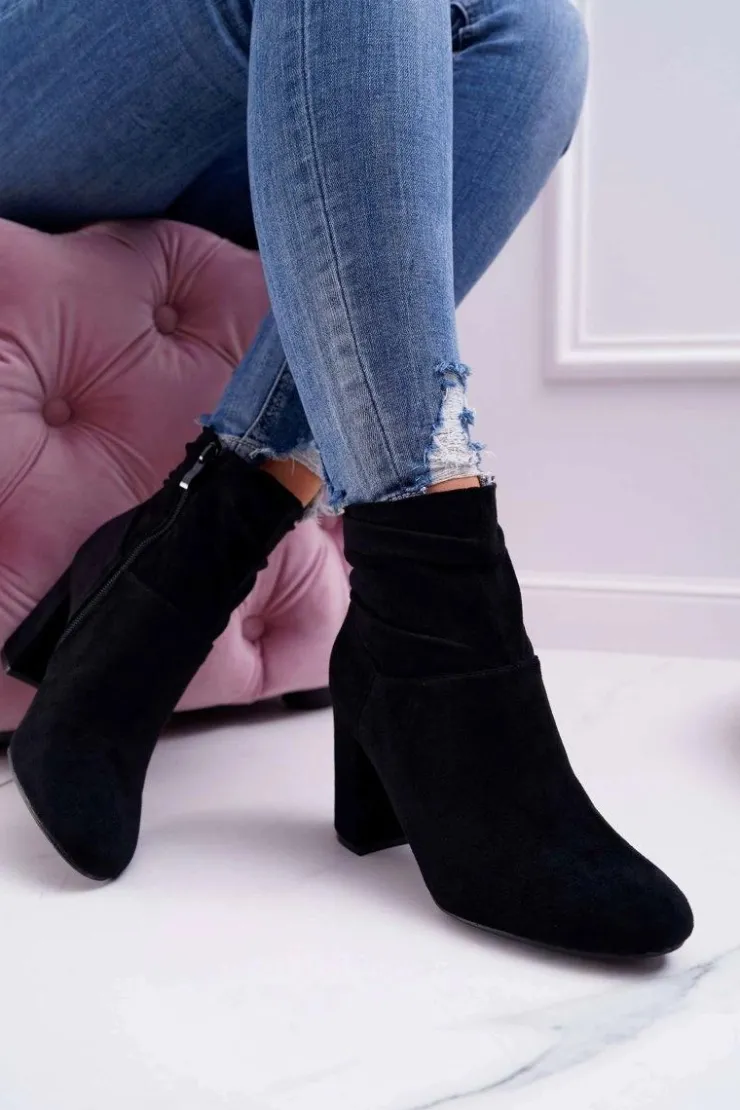 Online Boto Botki Damskie Na Słupku Zamszowe Czarne Greybond