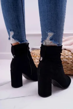 Online Boto Botki Damskie Na Słupku Zamszowe Czarne Greybond