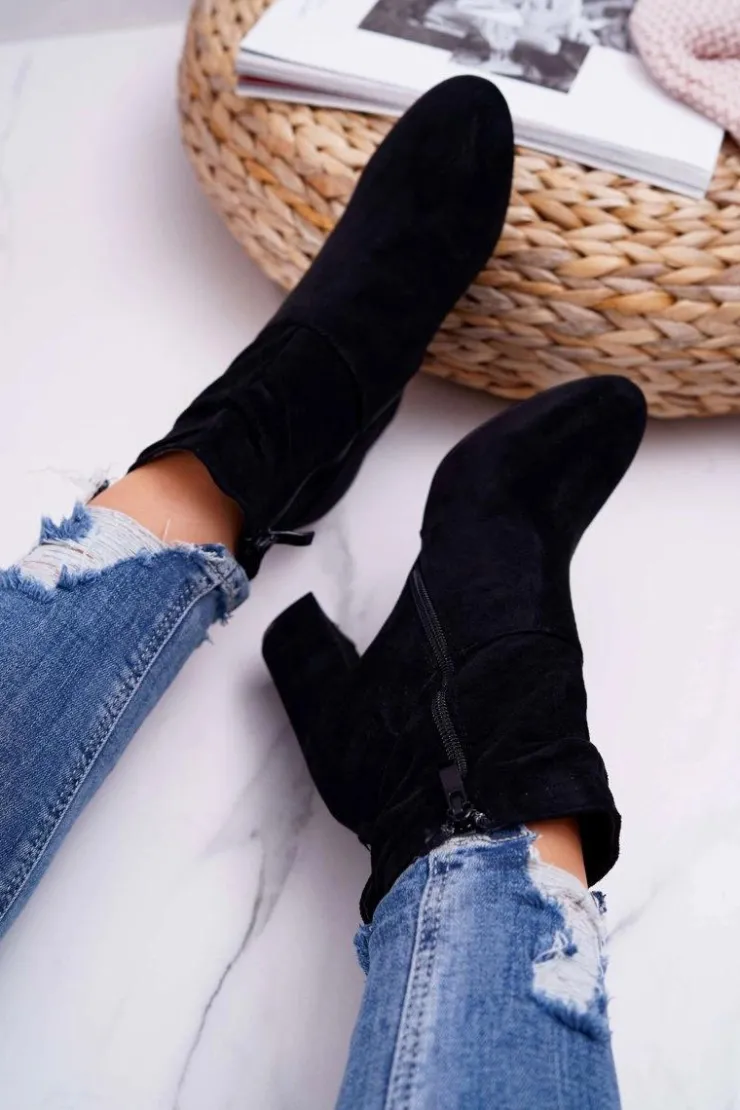 Online Boto Botki Damskie Na Słupku Zamszowe Czarne Greybond