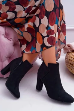 Buty damskie Vinceza Botki Na Słupku|Botki Zimowe Damskie*Botki Damskie Na Słupku Zamszowe Czarne Ruffle