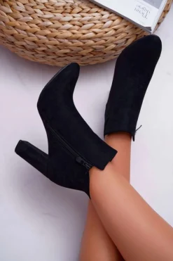 Buty damskie Vinceza Botki Na Słupku|Botki Zimowe Damskie*Botki Damskie Na Słupku Zamszowe Czarne Ruffle