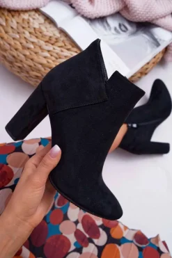 Buty damskie Vinceza Botki Na Słupku|Botki Zimowe Damskie*Botki Damskie Na Słupku Zamszowe Czarne Ruffle