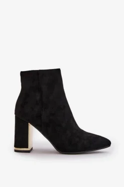 Boto Botki Na Słupku|Botki Na Obcasie*Botki Damskie Na Słupku Zapinane Na Zamek Ocieplane Eko Zamszowe Czarne Mevair