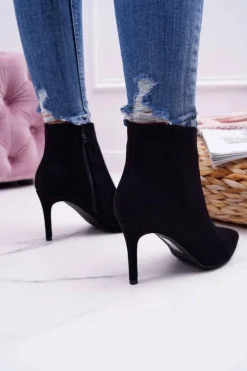 Damskie Boto Botki Damskie Na Szpilce Zamszowe Famaq