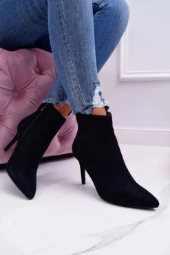 Damskie Boto Botki Damskie Na Szpilce Zamszowe Famaq