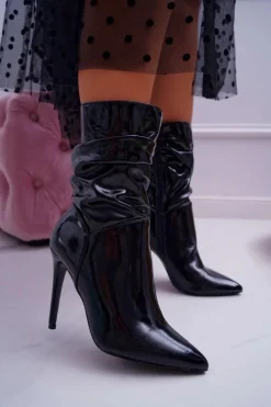 Boto Botki Zimowe Damskie|Botki Na Obcasie*Botki Damskie Na Szpilce W Szpic Lakierowane Czarne Heaven Step
