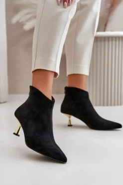 Boto Botki Na Obcasie|Botki Zamszowe*Botki Damskie Na Szpilce Eko Zamszowe Czarne Terlena