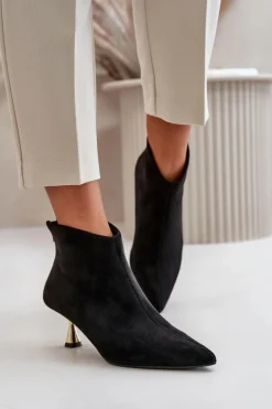 Boto Botki Na Obcasie|Botki Zamszowe*Botki Damskie Na Szpilce Eko Zamszowe Czarne Terlena