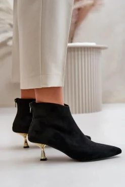 Boto Botki Na Obcasie|Botki Zamszowe*Botki Damskie Na Szpilce Eko Zamszowe Czarne Terlena