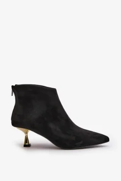 Boto Botki Na Obcasie|Botki Zamszowe*Botki Damskie Na Szpilce Eko Zamszowe Czarne Terlena