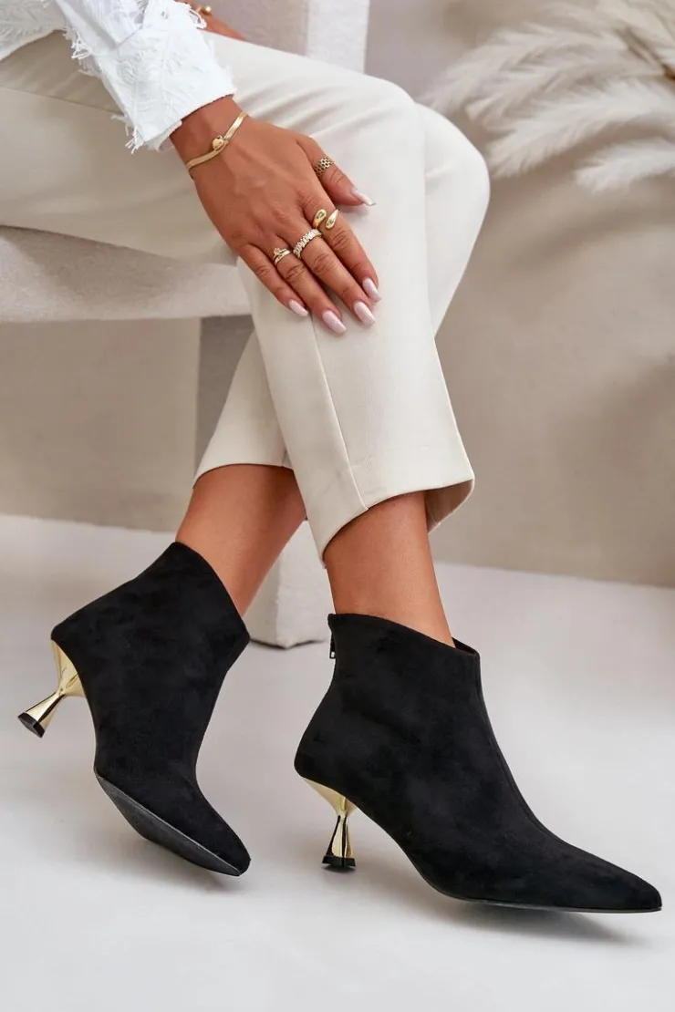 Boto Botki Na Obcasie|Botki Zamszowe*Botki Damskie Na Szpilce Eko Zamszowe Czarne Terlena