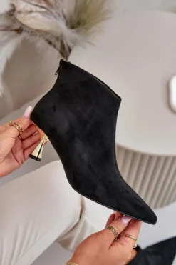 Boto Botki Na Obcasie|Botki Zamszowe*Botki Damskie Na Szpilce Eko Zamszowe Czarne Terlena