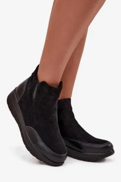 Boto Botki Ocieplane|Botki Zimowe Damskie*Botki Damskie Na Zamek Ocieplane Futerkiem Czarne Breena