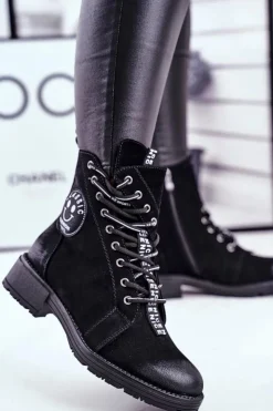 Buty damskie Vinceza Botki Sznurowane|Czarne Botki*Botki Damskie Ocieplane Czarne Aspen