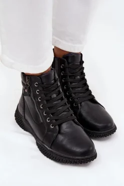 Evento Botki Ocieplane|Damskie Trapery*Botki Damskie Ocieplane Futerkiem Z Eko Skóry Czarne Ulverina Czarny