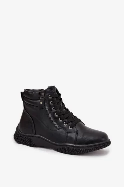 Evento Botki Ocieplane|Damskie Trapery*Botki Damskie Ocieplane Futerkiem Z Eko Skóry Czarne Ulverina Czarny