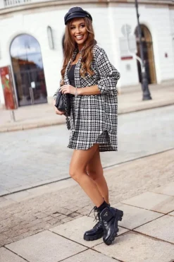 Outlet Boto Botki Damskie Ocieplane Na Platformie z Nerką Czarne Tension