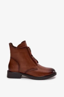 Evento Botki Ocieplane|Czarne Botki*Botki Damskie Ocieplane Na Niskim Obcasie Z Ozdobami Brązowe Tavressa Brązowy