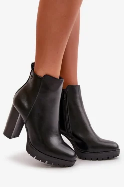 Boto Czarne Botki|Brązowe I Beżowe Botki*Botki Damskie Ocieplane Na Wysokim Słupku Zapinane Na Zamek Czarne Bioria