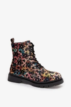 Artiker Botki Ocieplane|Damskie Trapery*Botki Damskie Ocieplane W Kwiaty 57C1050 Multikolor Wielokolorowy