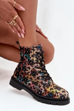 Artiker Botki Ocieplane|Damskie Trapery*Botki Damskie Ocieplane W Kwiaty 57C1050 Multikolor Wielokolorowy