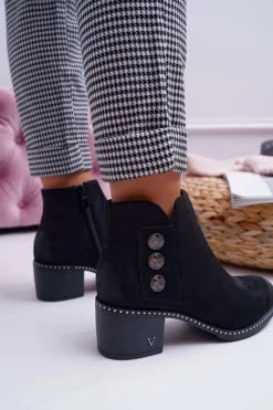 Best Buty damskie Vinceza Botki Damskie Płaski Obcas Czarne Tristram