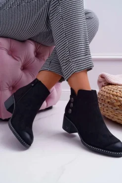 Best Buty damskie Vinceza Botki Damskie Płaski Obcas Czarne Tristram