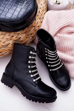 Boto Botki Zimowe Damskie|Botki Płaskie*Botki Damskie Płaski Obcas Na Suwak Czarne Terrem