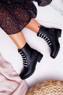 Boto Botki Zimowe Damskie|Botki Płaskie*Botki Damskie Płaski Obcas Na Suwak Czarne Terrem