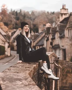 Damskie Boto Botki Damskie Płaski Obcas Wysokie Glany Białe Buena