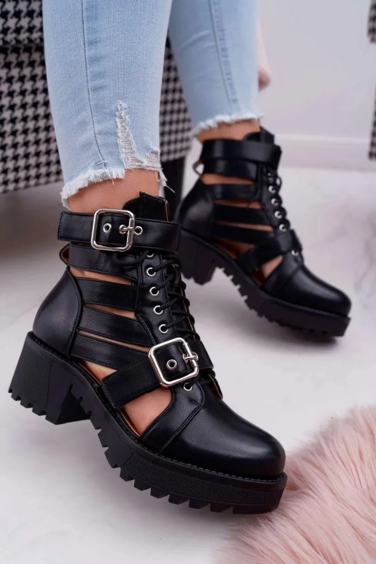 Boto Botki Sznurowane|Brązowe I Beżowe Botki*Botki Damskie Płaski Obcas Wiosenne Czarne Single