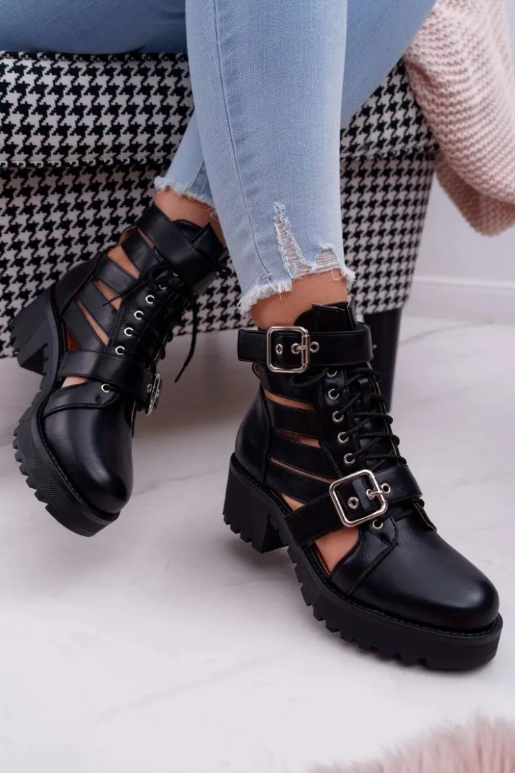 Boto Botki Sznurowane|Brązowe I Beżowe Botki*Botki Damskie Płaski Obcas Wiosenne Czarne Single