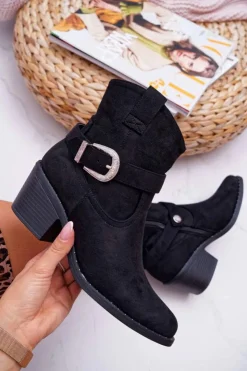 Boto Botki Na Słupku|Botki Na Obcasie*Botki Damskie Płaski Obcas Czarne Arraso