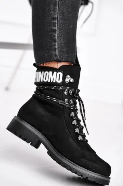 Evento Botki Zimowe Damskie|Botki Zamszowe*Botki Damskie Płaski Obcas Na Suwak Czarne Popsi