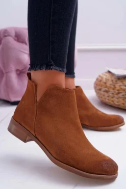 Boto Botki Wiosenne|Brązowe I Beżowe Botki*Botki Damskie Płaski Obcas Wiosenne Skórzane Brązowe Madness