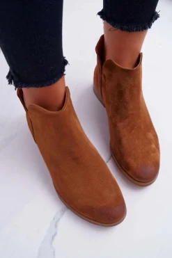 Boto Botki Wiosenne|Brązowe I Beżowe Botki*Botki Damskie Płaski Obcas Wiosenne Skórzane Brązowe Madness