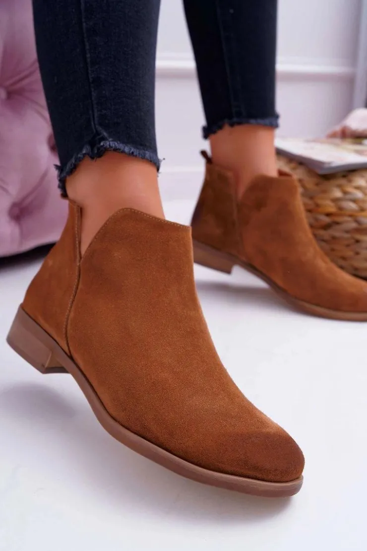 Boto Botki Wiosenne|Brązowe I Beżowe Botki*Botki Damskie Płaski Obcas Wiosenne Skórzane Brązowe Madness